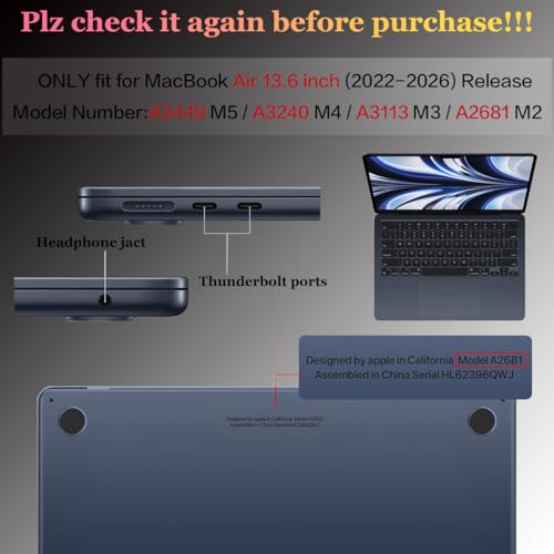 CISSOOK Compatible with MacBook Air 136 inch Case 2026 2025 2024 2022 Release A3449 A3240 A3113 A2681 Lily Flowers Hard Shell Keyboard Cover Screen Protector for MacBook Air 13 inch M2 M3 M4 M5 - Image 3