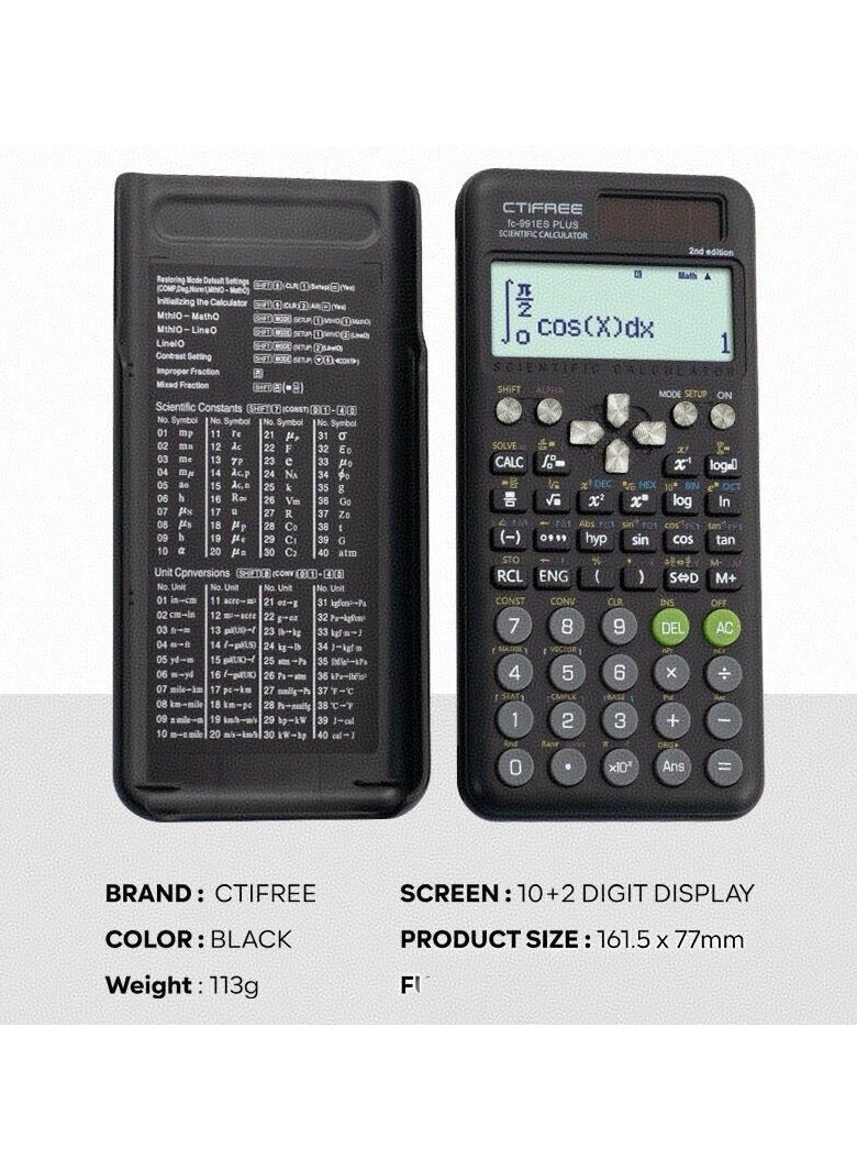 CTIFREE FX-991esplus2nd Function Calculator Scientific Calculator Matrix Complex Solution Equations - Black - Image 1