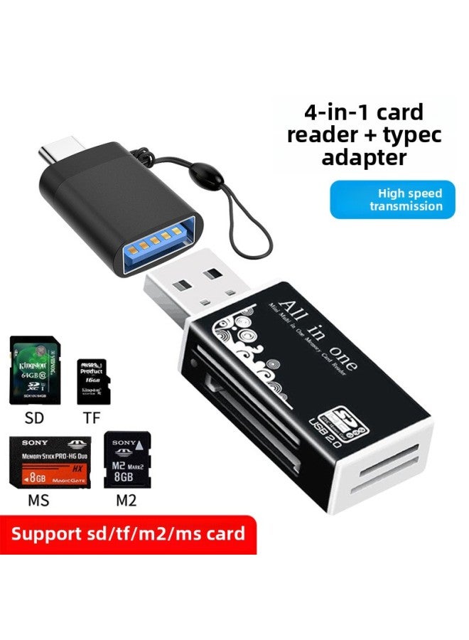 Camera Card Reader SD Card For Huawei Mobile Phone For Sony Canon Nikon Connect Memory Direct OTG Transmission Line S-Color:Usb Four-in-one + Typec Adapter [supports Sd/tf/m2/ms Card] Alloy Model-Capacity:USB2.0  - Image 1