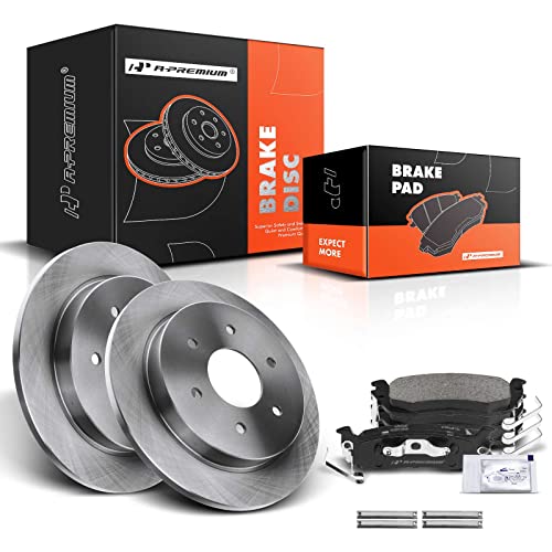 A-Premium 12.60 inch (320mm) Rear Vented Disc Brake Rotors + Ceramic Pads kit Compatible with Select Infiniti and Nissan Models - QX56 2004-2010, Armada 2005-2015, Pathfinder Armada 2004, Titan 04-15 - Image 1