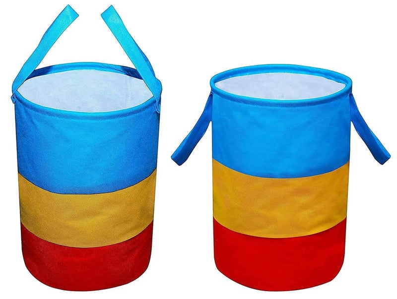 STORE MORE 45 L Laundry BagHamper Durable Collapsible Laundry Storage Basket for Dirty Clothes Foldable Bin with Side Handle for Clothes Toy Storage Multicolour Set of 2 - Image 1