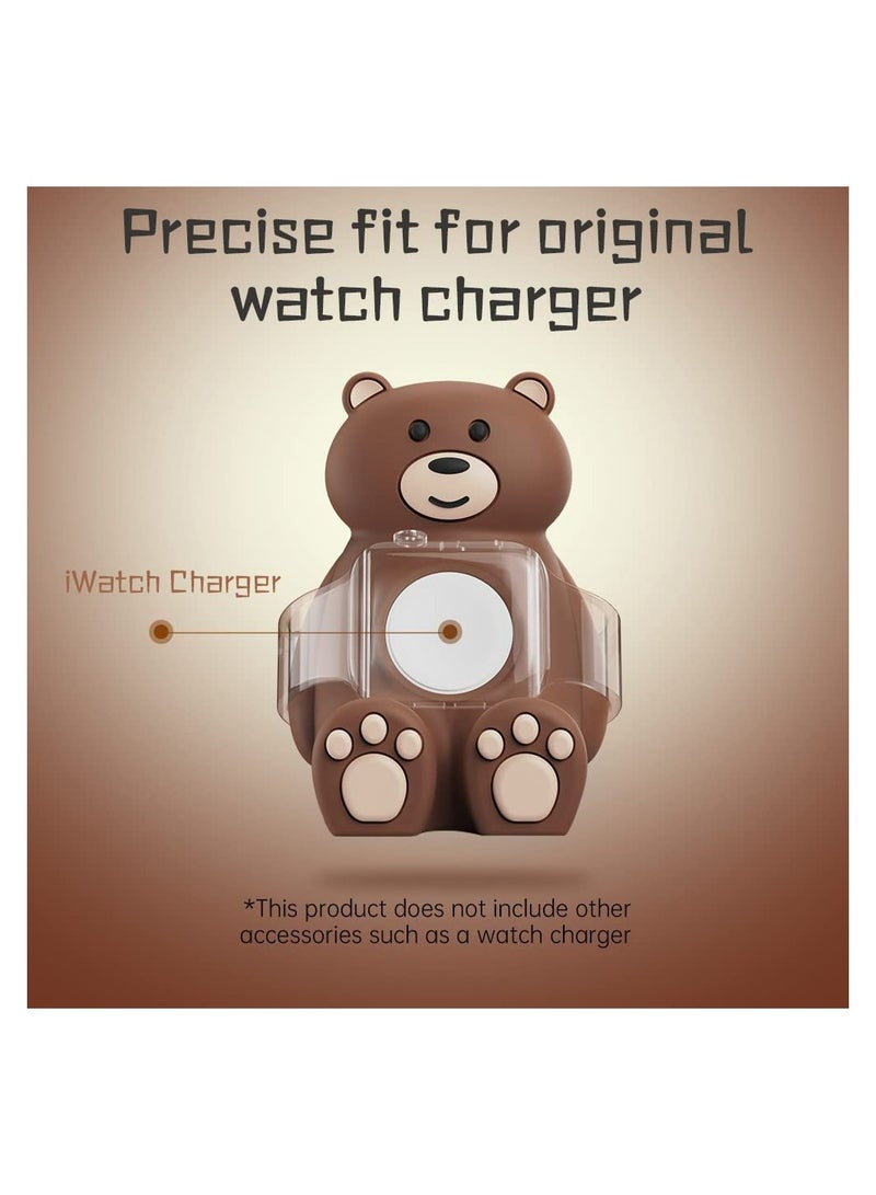 Excefore lovely Bear Charger Stand Compatible with Apple Watch Series 8/7/6/SE/5/4/3/2/1 (45mm 44mm 42mm 41mm 40mm 38mm) Skin-Friendly Silicone Nightstand Mode Home/Office Use Bear Desktop Bracket - Image 5