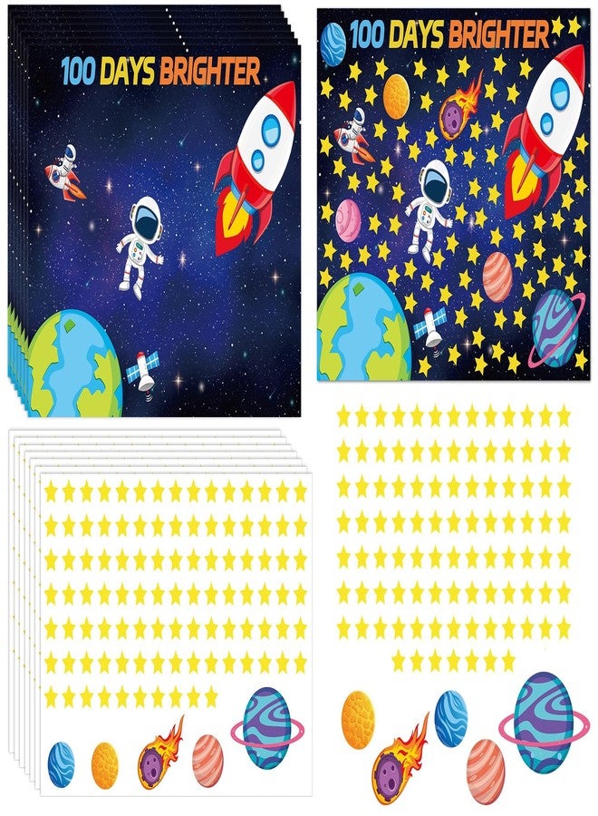 CHUNNIN 32Pcs 100 Days of School Space Scene Sticker for Kids Fun Vivid Solar System Astronaut Poster and Space Theme DIY Craft Sticker Outer Space Build a Scene Crafts for Classroom Activity Supplies - Image 1