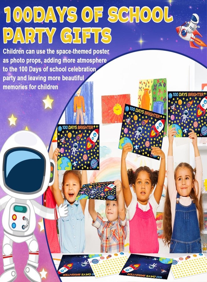 CHUNNIN 32Pcs 100 Days of School Space Scene Sticker for Kids Fun Vivid Solar System Astronaut Poster and Space Theme DIY Craft Sticker Outer Space Build a Scene Crafts for Classroom Activity Supplies - Image 4