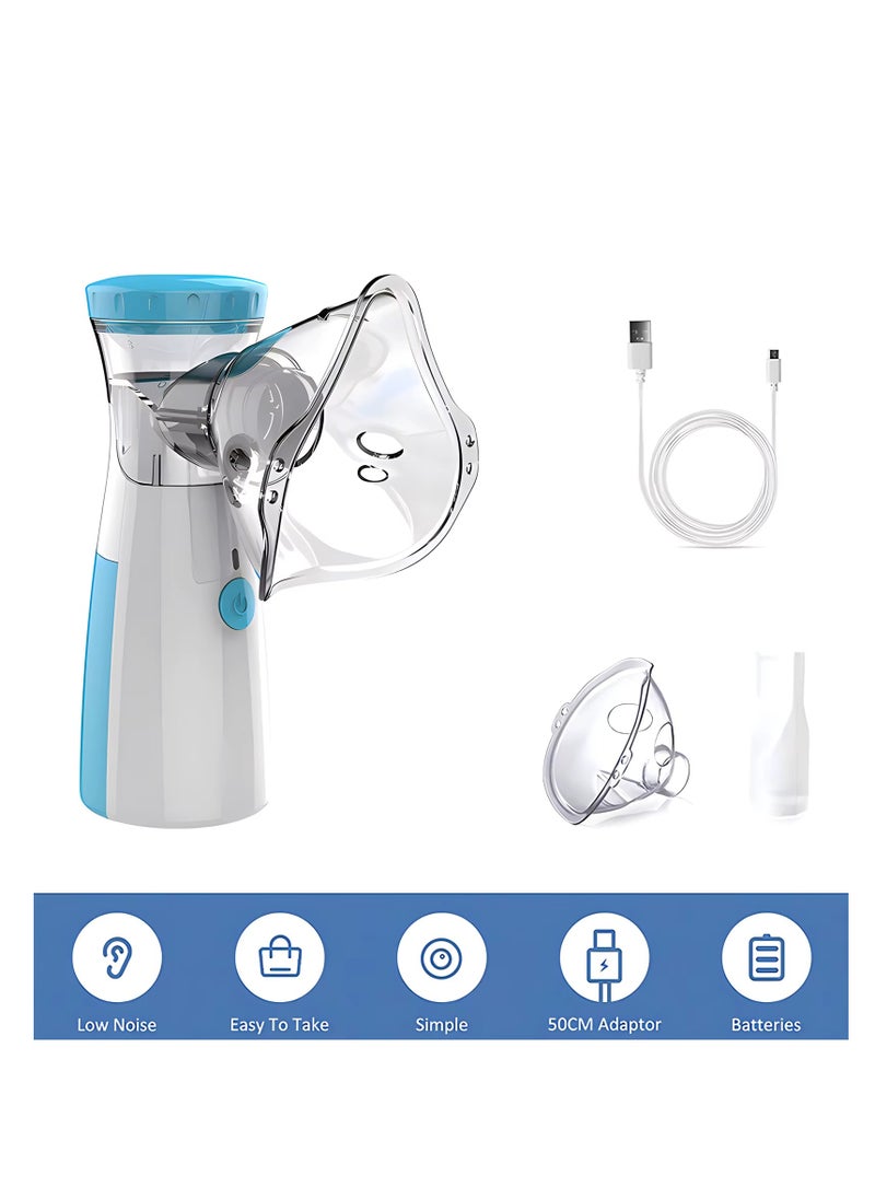 Portable Handheld Mesh Inhaler – Automatic Inhalator for Adults and Kids, Compact Ultrasonic Humidifier for Home and Travel, Complete with Masks and Mouthpieces for Convenient Steam Therapy (ASSORTED COLOR)