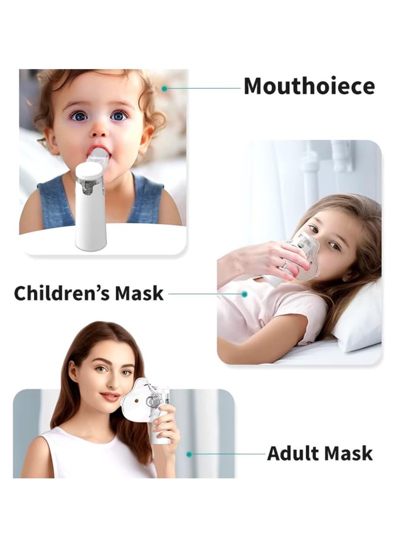 ADAK Portable Handheld Mesh Inhaler – Automatic Inhalator for Adults and Kids, Compact Ultrasonic Humidifier for Home and Travel, Complete with Masks and Mouthpieces for Convenient Steam Therapy (ASSORTED COLOR)  - Image 4
