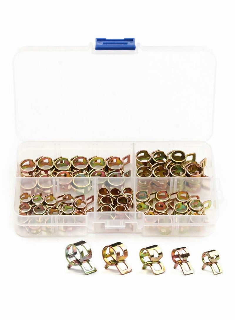 SYOSI 75Pcs Spring Hose Clip, Silicone Hose Water Hose Fuel Hose Clip, Reusable Multi Size 6mm 7mm 8mm 9mm 10mm - Image 1