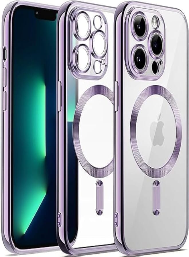 Next Next store Compatible with iPhone 16 Pro Max Case, Support Magnetic Charging, Camera Lens Protector Full Protection TPU Shockproof Protective Phone Case (Light Purple)