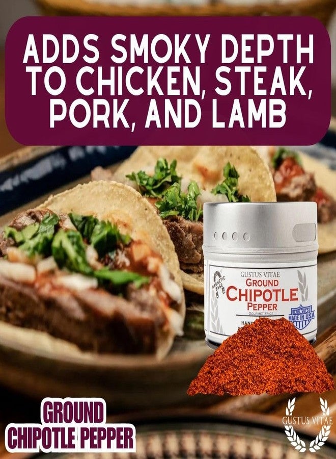 GUSTUS VITAE Ground Chipotle Powder | All Natural | Non GMO | 1.7 oz | Hand Crafted | Gourmet Spice | Small Batch | Ultra Premium | GLP-1 Friendly | Artisanal Rub | Single Ingredient Seasoning | Magnetic Tin | Gustus Vitae - Image 5