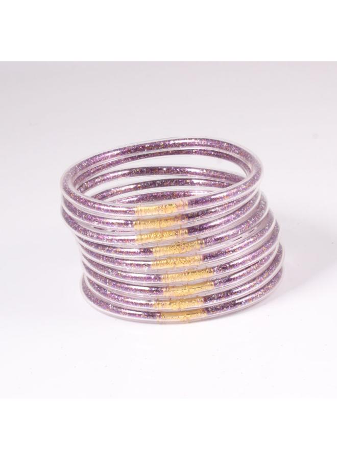 Pvc Silicone Tube Gold Powder Bracelet Jelly Bangles Bracelet 9 Pieces In A Group 