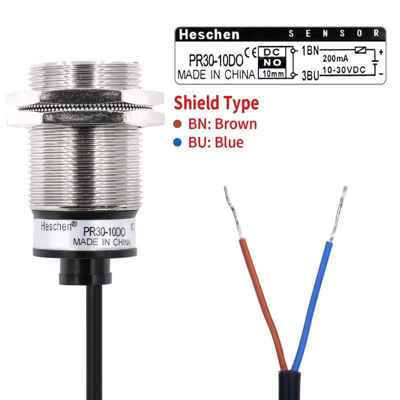Heschen M30 Inductive Proximity Sensor Switch PR30-10DO Cylindrical Type Detector 10mm DC12-24V 2-Wire NO(Normally Open) CE - Image 4