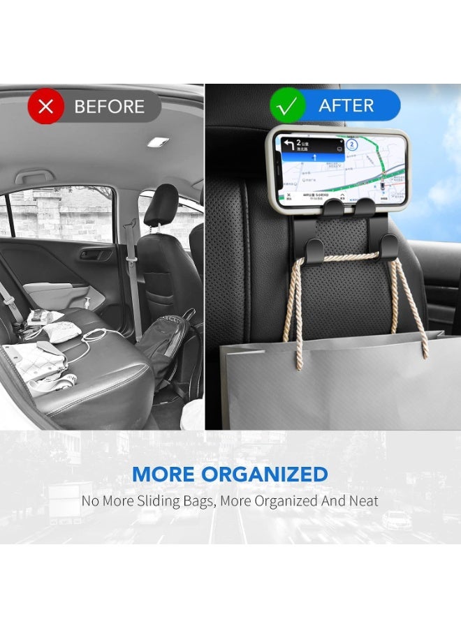 jaexest 2 Pcs Car Seat Headrest Hooks – 4 in 1 Durable Seat Back Hanger – Car Backseat Phone Holder – Universal Auto Backseat Hanger for Wallet, Coat, Umbrella, Grocery Bag, Handbag - Image 2