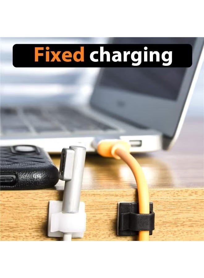 3M 50 Pcs Adhesive Cable Clips, Plastic Cable Cord Organizers Cable Storage Management Clip for Home Office - Black - Image 4