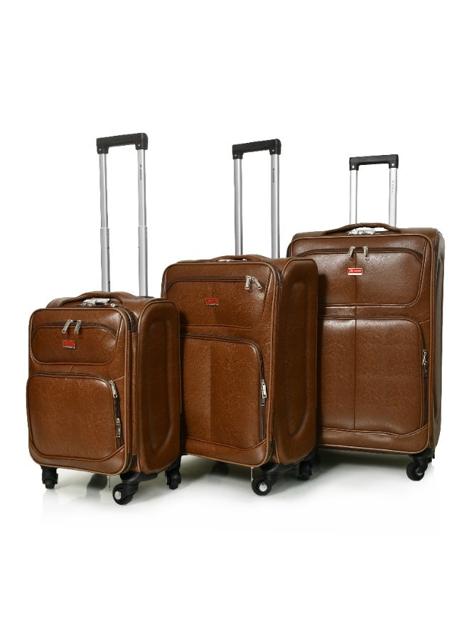 مورانو طقم شنط سفر من مورانو جلد مكون من 3 قطع مقاس 28/24/20 بوصة لون بني غامـق - Image 1