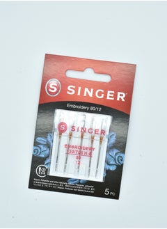SINGER SINGER EMBROIDERY NEEDLES SIZE 80/12 (PACK OF 5 NEEDLE) BRAZIL 