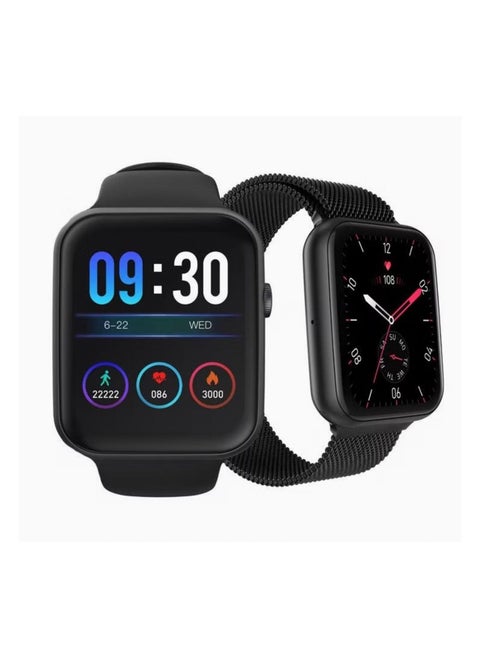 FT6 Smart Watch with Two Set Strap For Men's and Women's Black