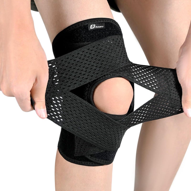 SolidFit Knee Brace with Side Stabilizers for Meniscus Tear, Adjustable Knee Wrap for Pain Relief, Breathable Compression Knee Support for Knee Pain, ACL, MCL, Arthritis, Sports, Women&Men (Black, Large) - Image 1