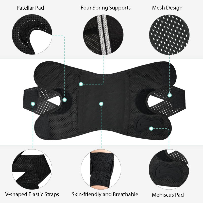 SolidFit Knee Brace with Side Stabilizers for Meniscus Tear, Adjustable Knee Wrap for Pain Relief, Breathable Compression Knee Support for Knee Pain, ACL, MCL, Arthritis, Sports, Women&Men (Black, Large) - Image 2