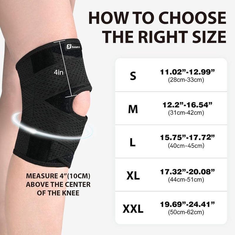 SolidFit Knee Brace with Side Stabilizers for Meniscus Tear, Adjustable Knee Wrap for Pain Relief, Breathable Compression Knee Support for Knee Pain, ACL, MCL, Arthritis, Sports, Women&Men (Black, Large) - Image 5