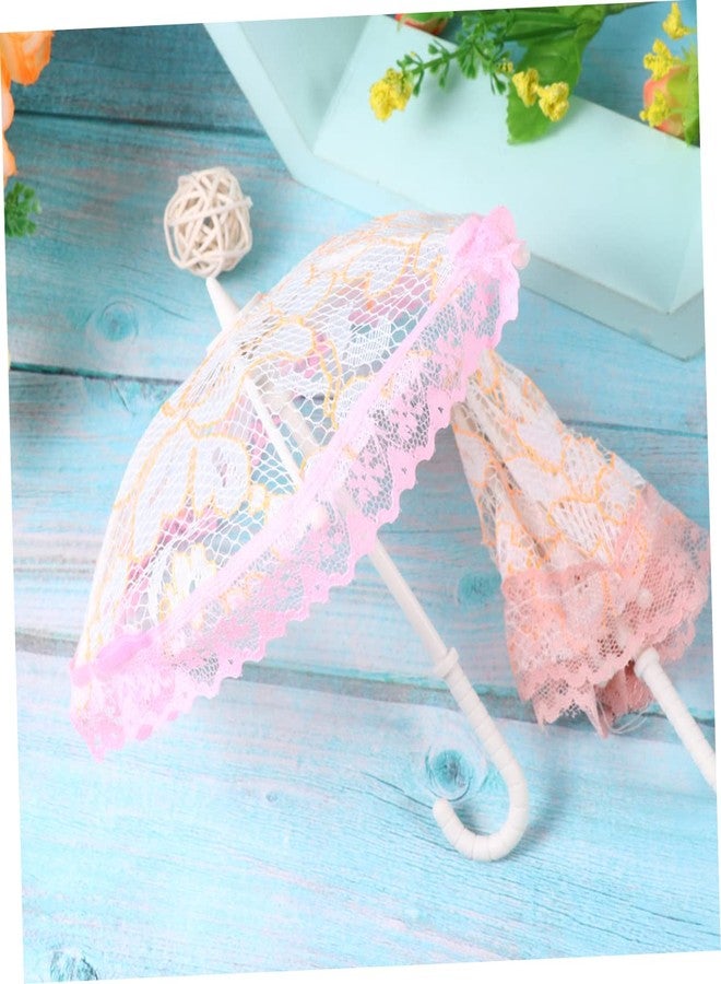 Bestonzon 5Pcs Miniature Lace Parasol Umbrellas for House Crafts Random Patterns Colors Scene Adornments - Image 4