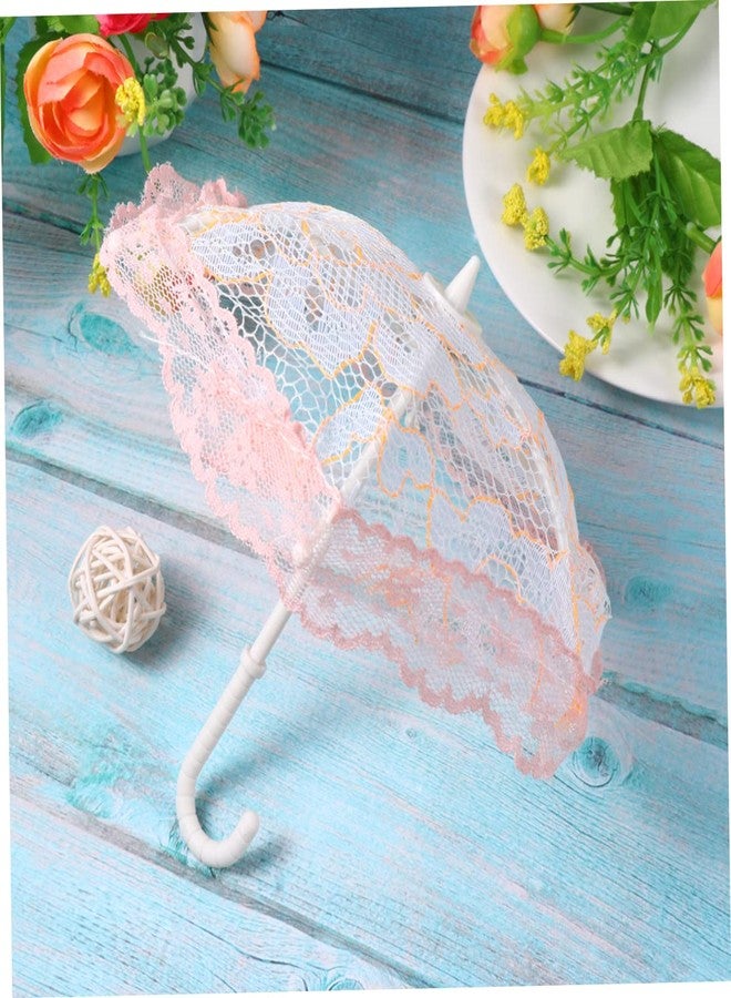 Bestonzon 5Pcs Miniature Lace Parasol Umbrellas for House Crafts Random Patterns Colors Scene Adornments - Image 3