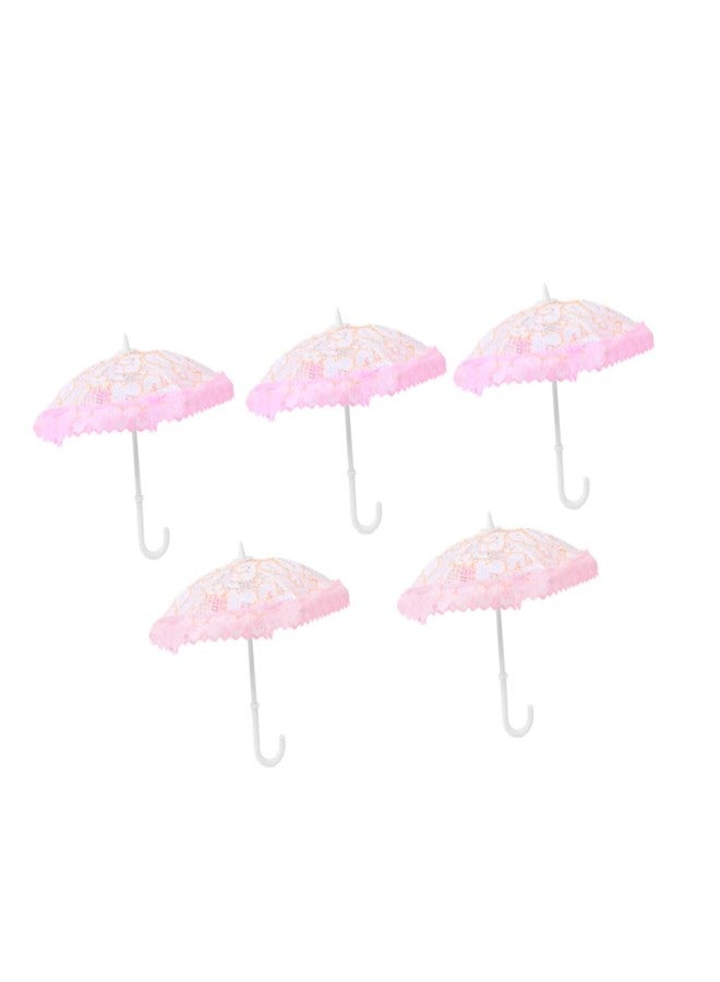 Bestonzon 5Pcs Miniature Lace Parasol Umbrellas for House Crafts Random Patterns Colors Scene Adornments - Image 1