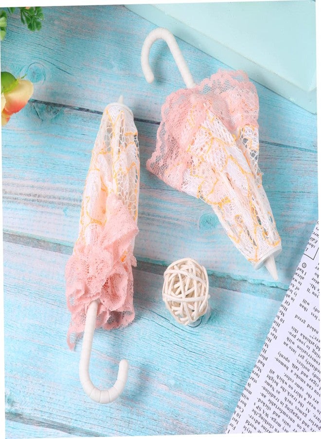 Bestonzon 5Pcs Miniature Lace Parasol Umbrellas for House Crafts Random Patterns Colors Scene Adornments - Image 5