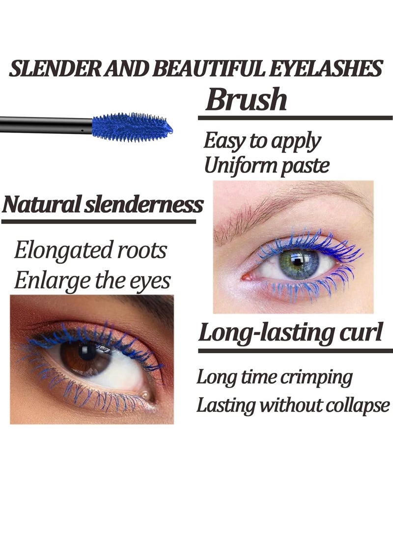 Extreme Big 5D Volume Lash Mascara Fiber Lash Extensions Colored Mascara Long Lasting Smudge Proof Non Clumping Curling Voluminous Mascara for Lengthening Charming Lashes Blue 04