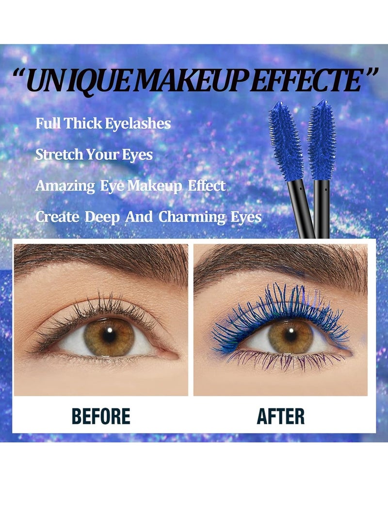 Extreme Big 5D Volume Lash Mascara Fiber Lash Extensions Colored Mascara Long Lasting Smudge Proof Non Clumping Curling Voluminous Mascara for Lengthening Charming Lashes Blue 04