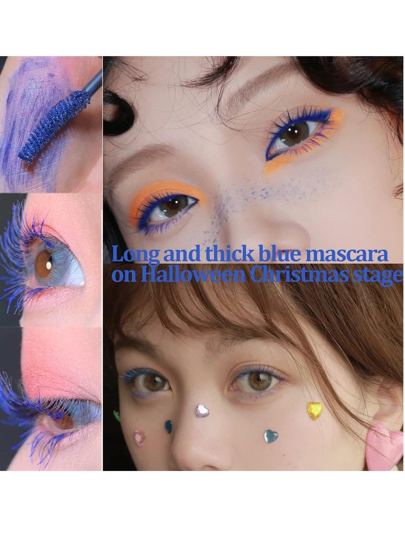Extreme Big 5D Volume Lash Mascara Fiber Lash Extensions Colored Mascara Long Lasting Smudge Proof Non Clumping Curling Voluminous Mascara for Lengthening Charming Lashes Blue 04