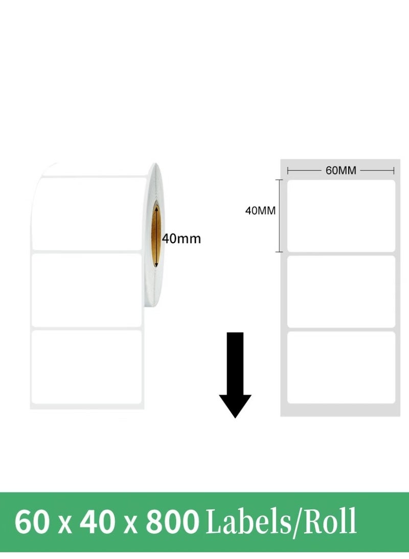 Direct Thermal Barcode Label Sticker 60mm x 40mm(2.5 x 1.5 inches), White Self Adhesive Sticker for Printing Barcoding (1 Roll Per Pack (800 Labels)) - Image 1