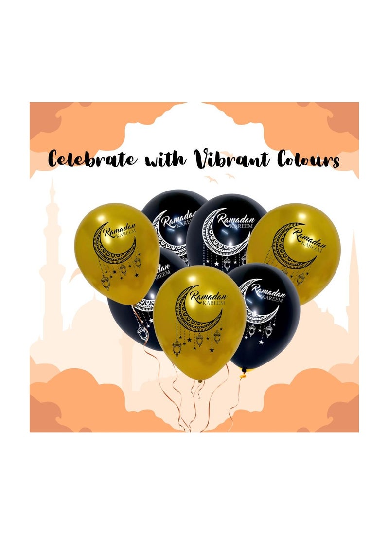 PRINTSHOP4ME - Ramadan Mubarak Balloons for Decorations Gold and Black - Image 1
