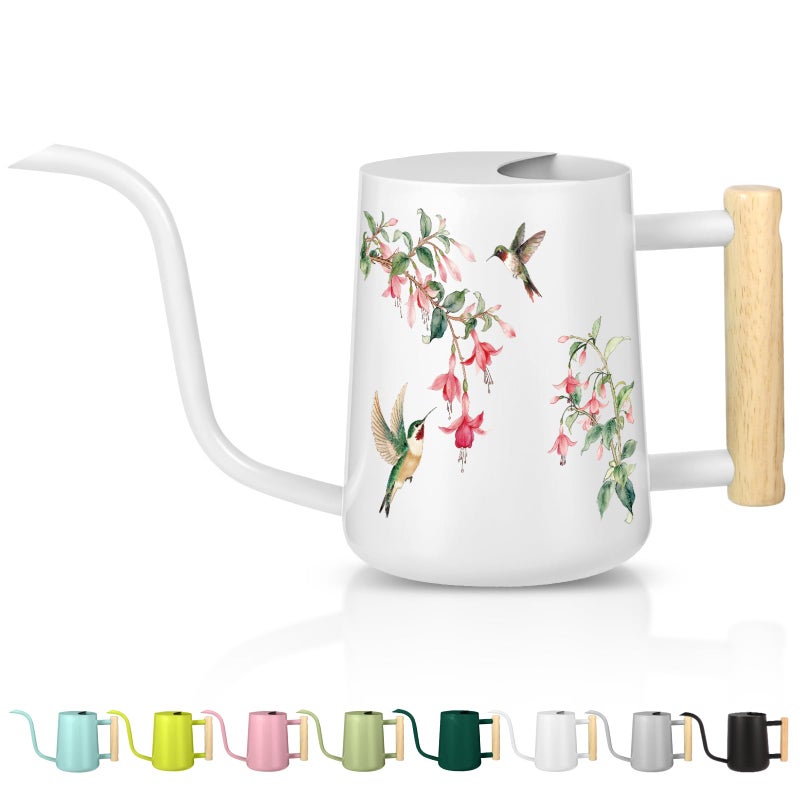 GUKJOB Watering Can Indoor Plants 35oz Small Stainless Steel Metal Watering Can Modern Decorative Watering Pot with Long Spout for Indoor House Plant Bonsai Garden Flowers White 1 - Image 2