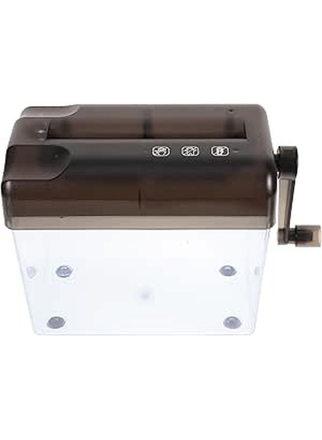 Hand Crank Manual Paper Shredder A6 Size Desktop Office Accessory Gray - Image 1