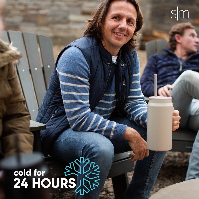 Simple Modern 50 oz Mug Tumbler with Handle and Straw Lid | Reusable Insulated Stainless Steel Large Travel Jug Water Bottle | Gifts for Women Men Him Her | Trek Collection | 50oz | Cream Leopard - Image 3