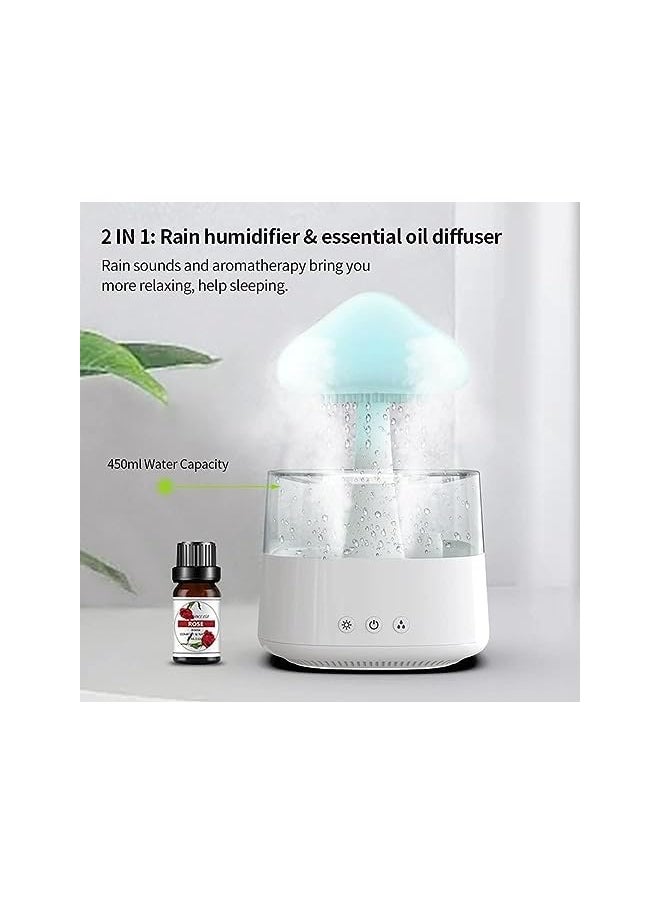Zaboon - Rain Cloud Humidifier and Essential Oil Diffuser, Aromatherapy Sleep Aid, Raining Sound Machine, LED Light 7 Changing Colors, 3 Modes Rain Mist，for Bedroom, Sleeping - Image 1