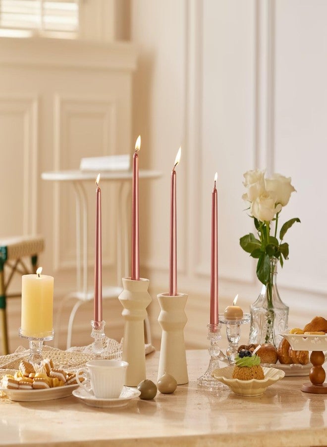 Pickood 10-Inch Tall Dripless Taper Candles Set of 4 - Rose Gold Tapered Candles, Perfect for Spring - Smokeless, Unscented, Long Burning - Hand Poured, Colored Tall Candlesticks - Rose Gold - Image 4
