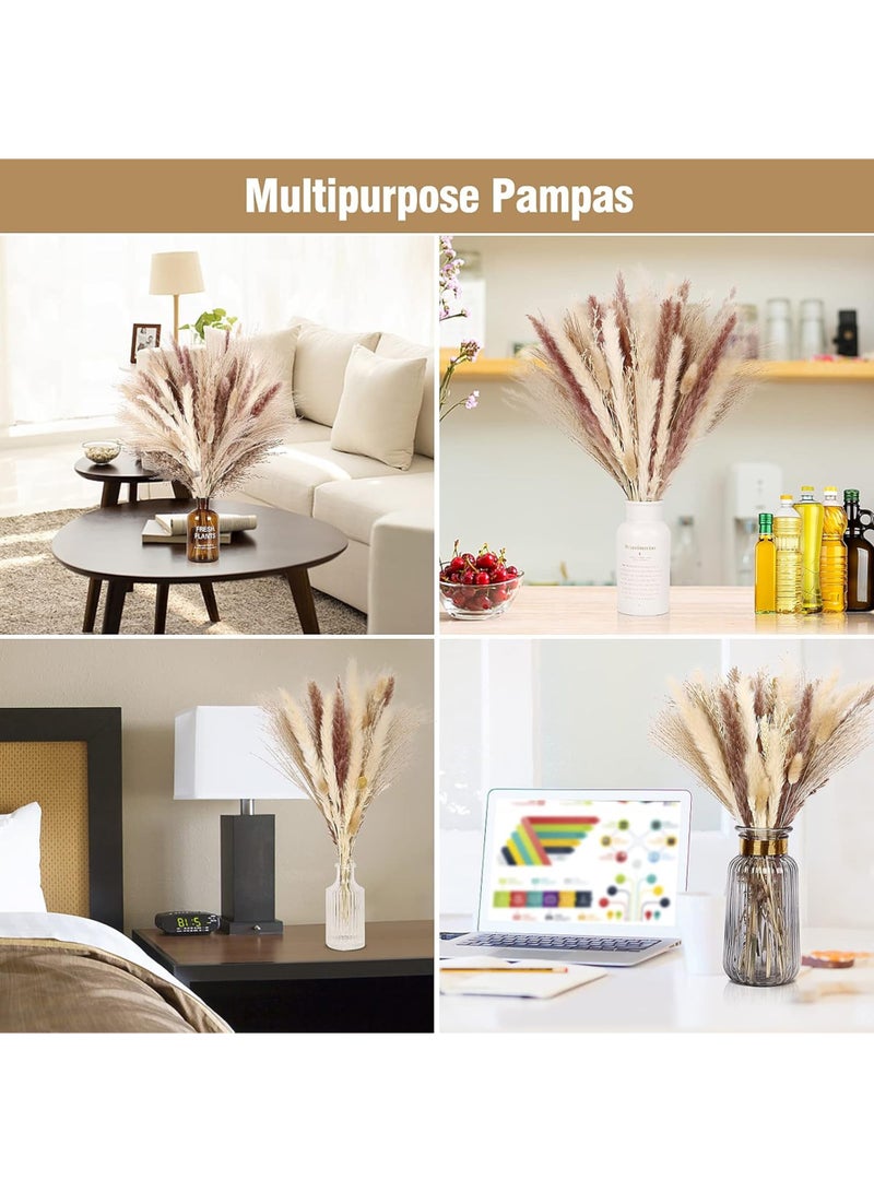 LuckSa Dried Pampas Grass Decor- White Pampas Grass, Brown Pampas, Bunny Tail, Reed, Fluffy Dried Pompas Grass Flower for Home Wedding Table Vase Boho Modern Decor, 50Pcs - Image 4