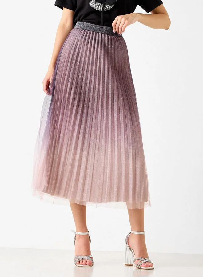 2Xtremz 2Xtremz Ombre Pleated A-Line Midi Skirt