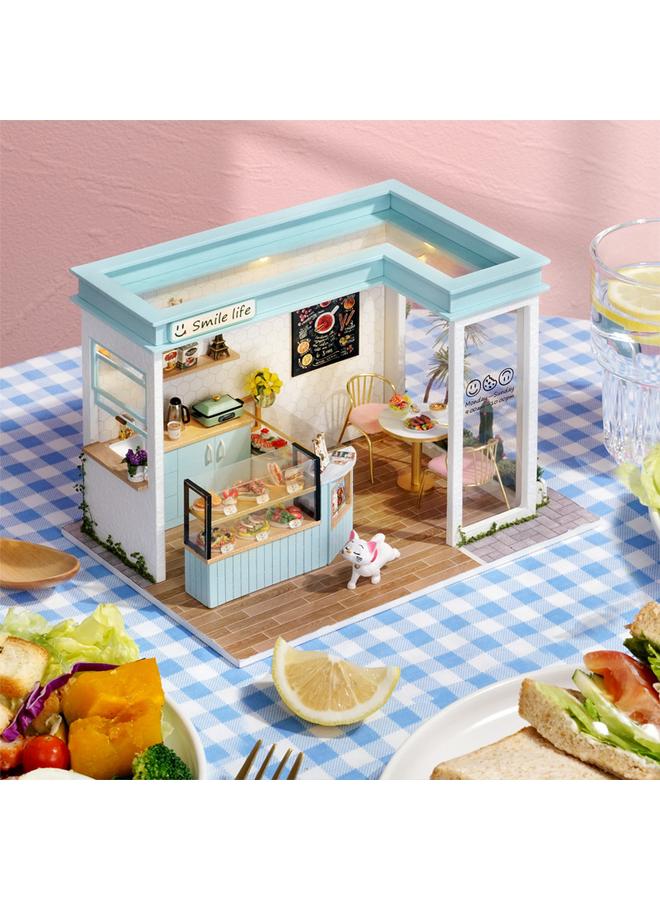 Bluejw Korean Style Ins Style Shop Street View Cabin Diy Sunshine Milk Tea Shop Smile Light Restaurant Handmade Small House - Image 2