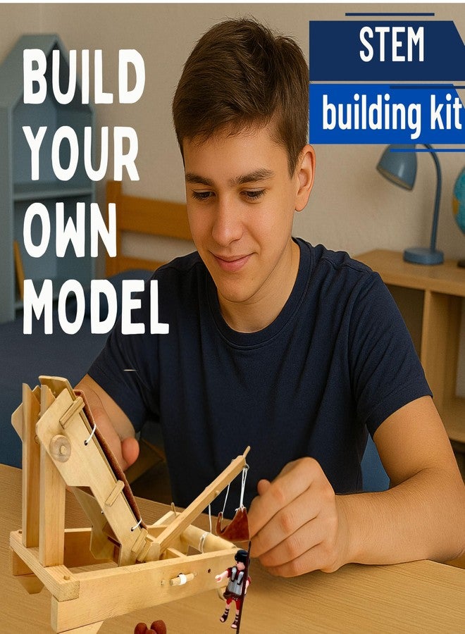 Pathfinders STEM Kit - Medieval Onager Catapult | Build Your Own Working Siege Engine | Wooden Model Kit for Kids Ages 8+ | Educational STEM Project for Home or Classroom - Image 5