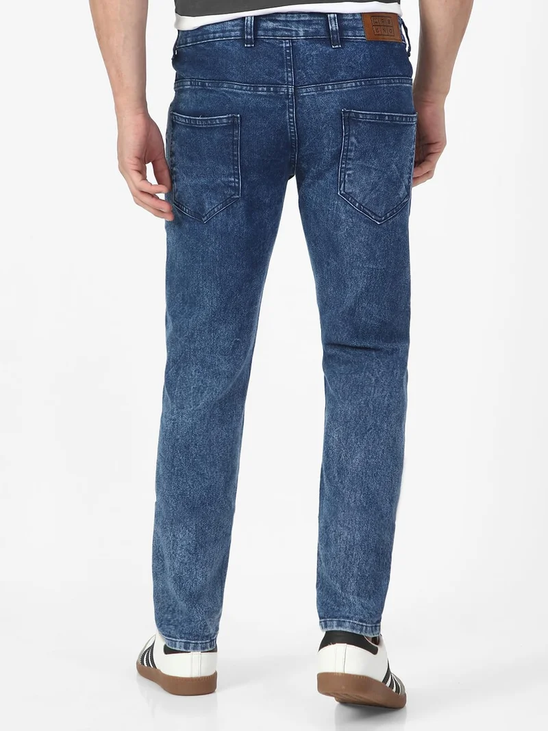 Urbano Fashion  Urbano Fashion Men's Carbon Blue Regular Fit Washed Jeans Stretchable  | Best Price UAE