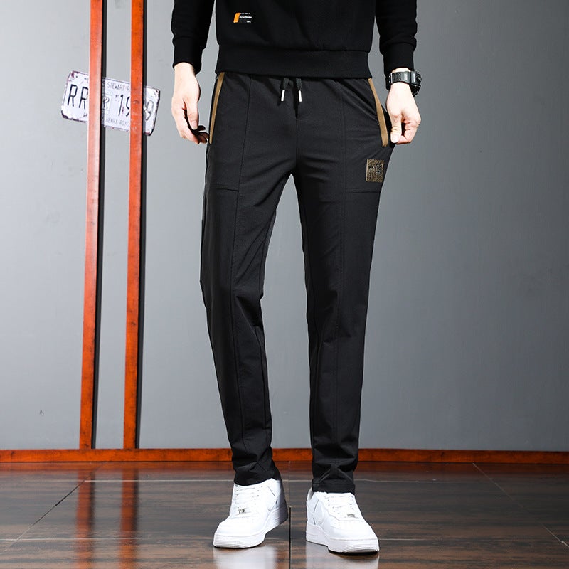 Grey Leg Casual Pants Men'S Fleece-Lined Winter Loose Trendy Sports Pants Straight Trousers For Boys - Image 4