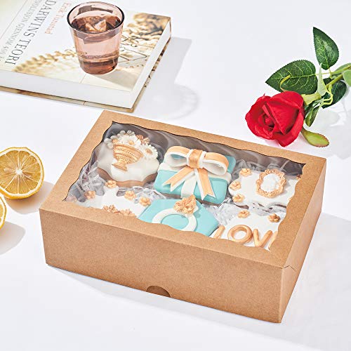JCXGRVC 48PCS 10 x 7 x 2.5 inches Premium Bakery Boxes for Cookies Boxes, Strawberries Boxes with Clear Window, Brown Natural Kraft Paper Box - Image 2