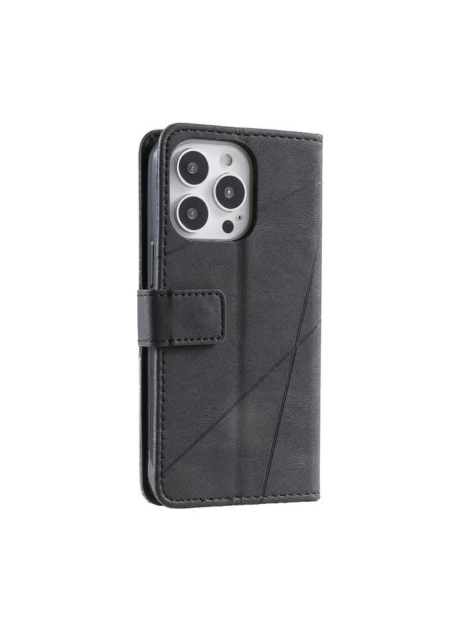Zaboon Case For iPhone 13 Pro Max Skin Feel Splicing Horizontal Flip Leather Phone Case - Image 3