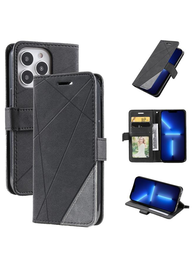 Zaboon Case For iPhone 13 Pro Max Skin Feel Splicing Horizontal Flip Leather Phone Case - Image 1