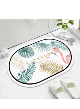LESTER Water Absorbent Non-Slip Bathroom Mat, Quick Drying Bathroom Carpet, Non-Slip Entrance Doormat Diatom Leather Floor Mats, Home Decor Set Oval Shape Flamingo Design White 50x80cm - pzsku/Z834719D14D51840069A1Z/45/_/1709374448/00c7ab54-4bc8-4091-bc51-9f12a08757b7