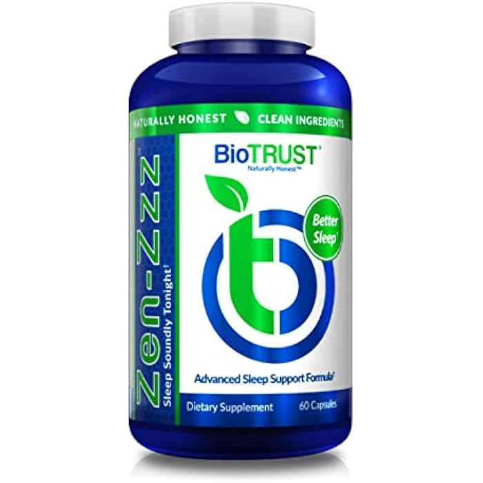 BioTRUST Zen-Zzz, Non-Habit-Forming Sleep Support Supplement - Melatonin, L-Theanine, Glycine, Magnesium, Lemon Balm, Passion Flower, Chamomile - 60 Capsules - Image 1