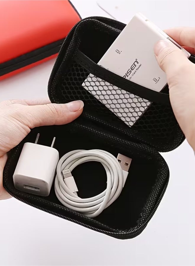 aeen 2PCS Blue EVA Zippered Organizer Pouches with Compartments – Portable Travel Storage Case for Earphones, Chargers, Cables, Keys, Coins & Jewelry - Image 4