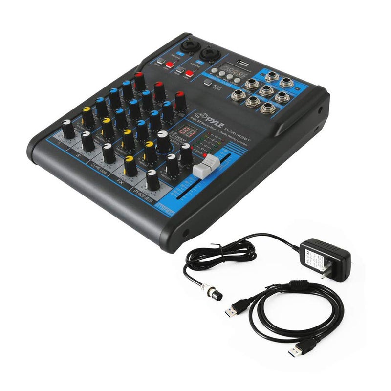Pyle Professional Audio Mixer Sound Board Console System - Interface 4 Channel Digital USB Bluetooth MP3 Computer Input 48V Phantom Power Stereo DJ Studio Streaming FX 16-Bit DSP processor - PMXU43BT - Image 1